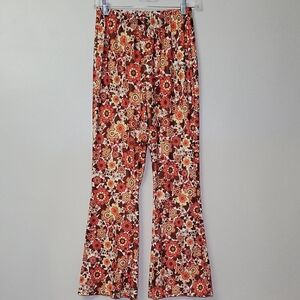 Shein Flared Flowered Groovy Boho Pull-On pants‎ Woman's Size Small